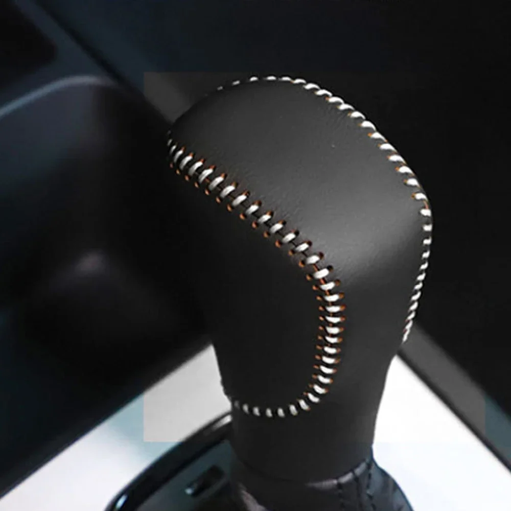 Genuine Leather Car Gear Shift Collars for Honda Fit City 2020 2021 AT Hand Brake Protection Cover Gear Head Knob Covers