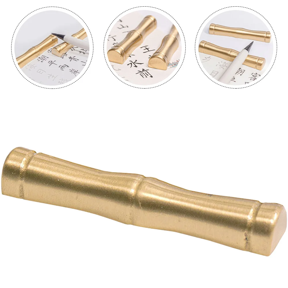 

Premium Brass Calligraphy Pen Holder Retro Brush Rest Stand for Office Home School Writing Tool Organizer Decor