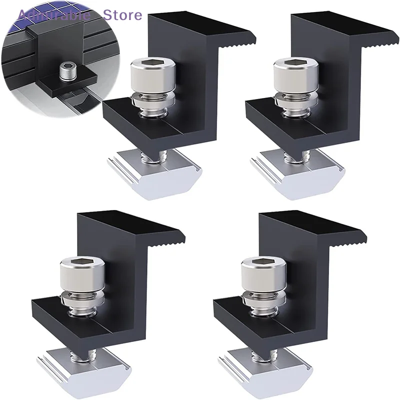 w1set Solar Panel Mounting Fixing Clamp Adjustable Bracket End & Mid Clamp PV Panel Clip For Solar Panel PV Install Accessories