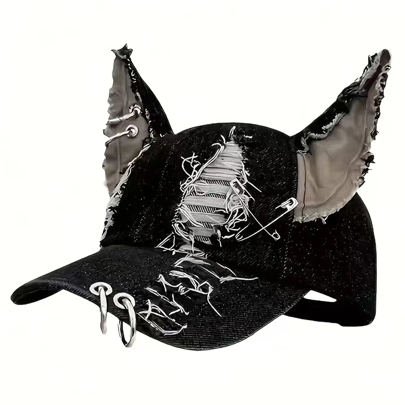 2026 New Baseball Hat Broken Hole Cowboy Rabbit Ears Hip Hop Hat Skateboarding Hat Daily Casual Decoration Sunshade Hat Unisex