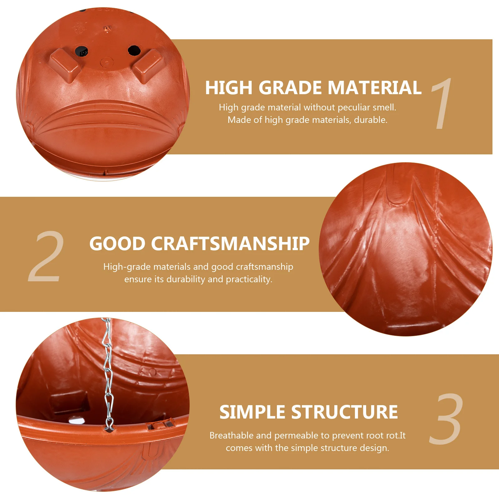 

2Sets Green Plant Pots Hanging Flowerpot Indoor Outdoor Balcony Durable Plastic Planter Creative Decorative Garden Flower