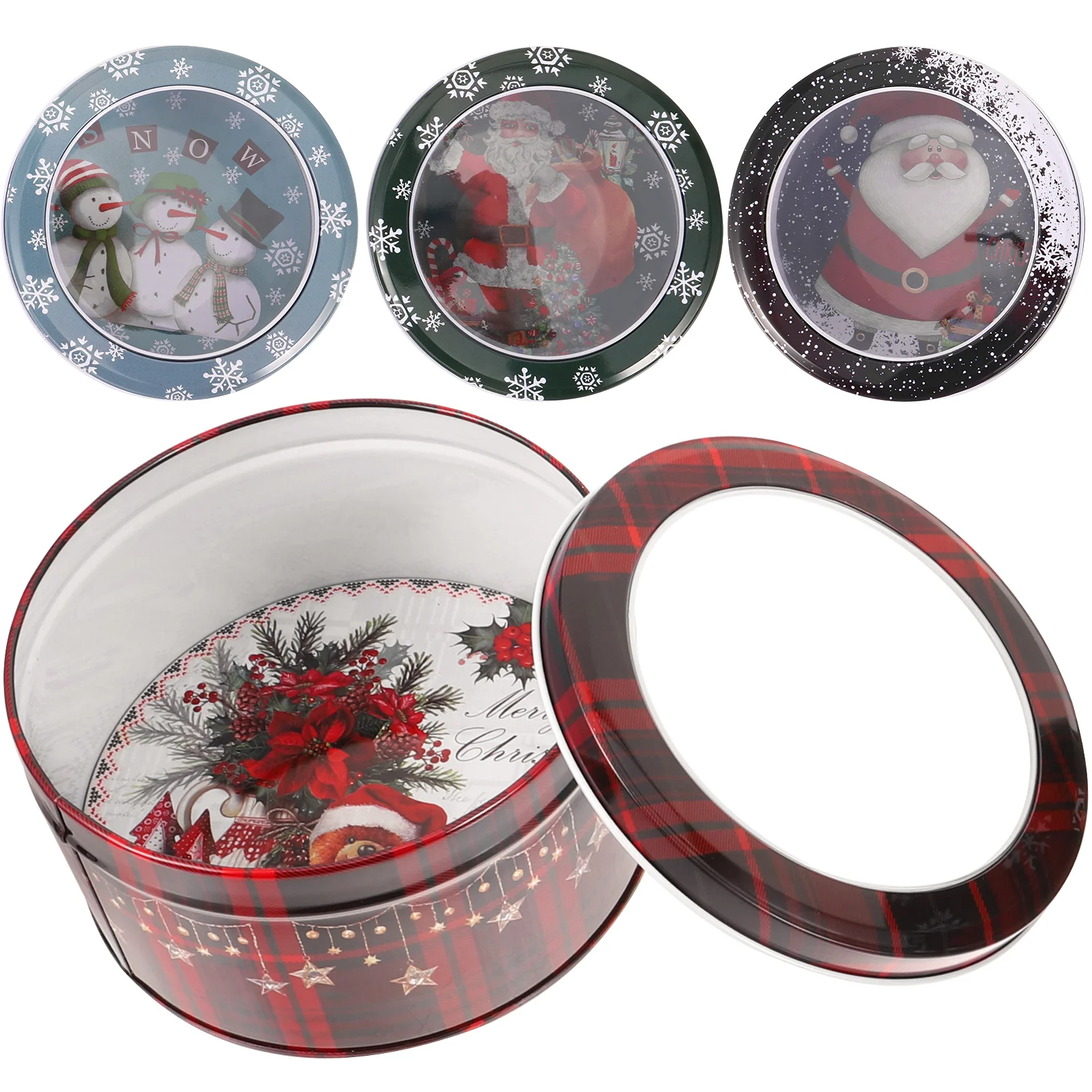 

4 Pcs Candy Box Christmas Tin Cookie Boxes Storage Containers Tinplate Biscuits