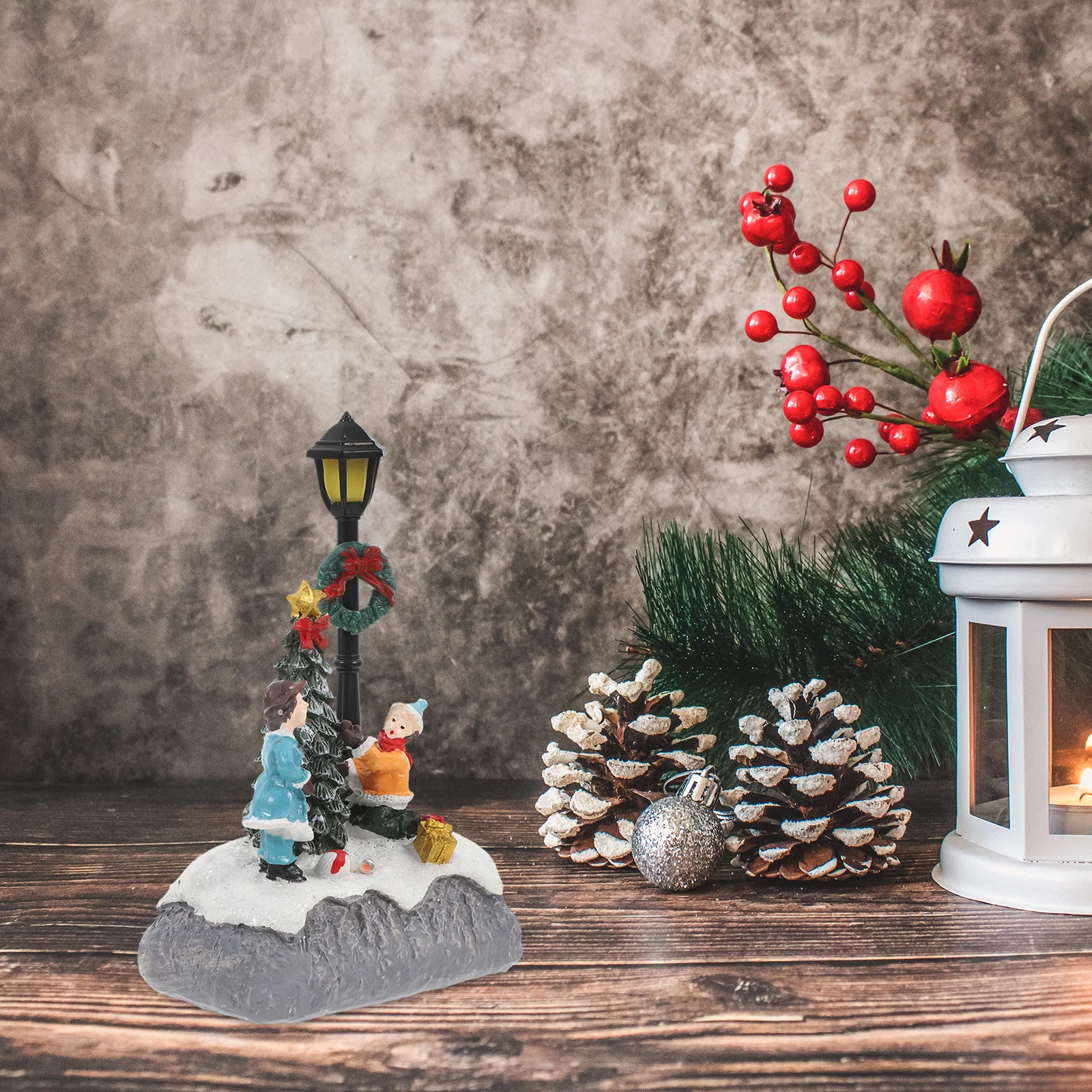 

1pc Resin Miniature Decor Christmas Led Micro Landscape Ornament For Mini Garden Xmas Resin Crafts Gift