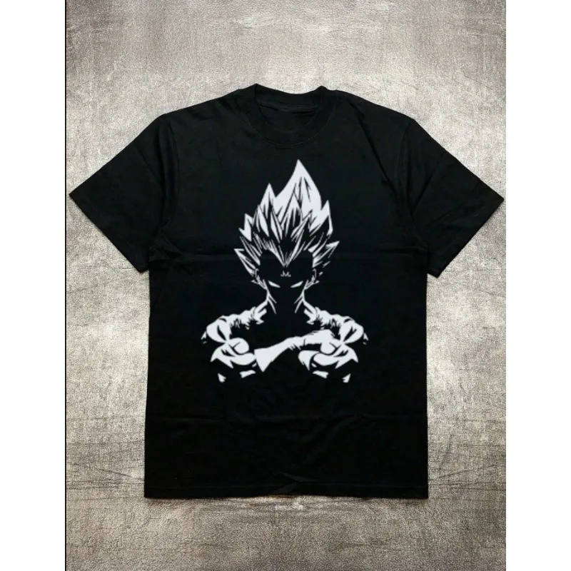 

Anime Goku Pattern Print All Season Retro Pure Cotton T-shirt Harajuku Men's and Women's Streetwear