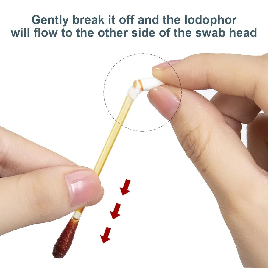 Iodine Cotton Swabs Individually Wrapped Medical Iodophor Swabsticks Bulk Povidone Wound Iodine Qtips Cotton Buds First Aid Ki