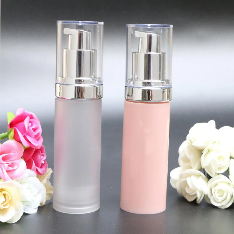 

30ML pink frosted airless bottle or plastic lotion bottle with airless pump can used for Cosmetic Sprayer or Cosmetic Packaging