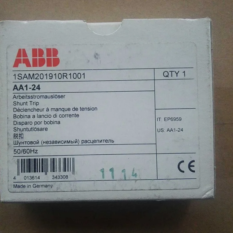 ABB AA1 Shunt trips – mountable on the left   AA1-24   AA1-110  AA1-230  AA1-400