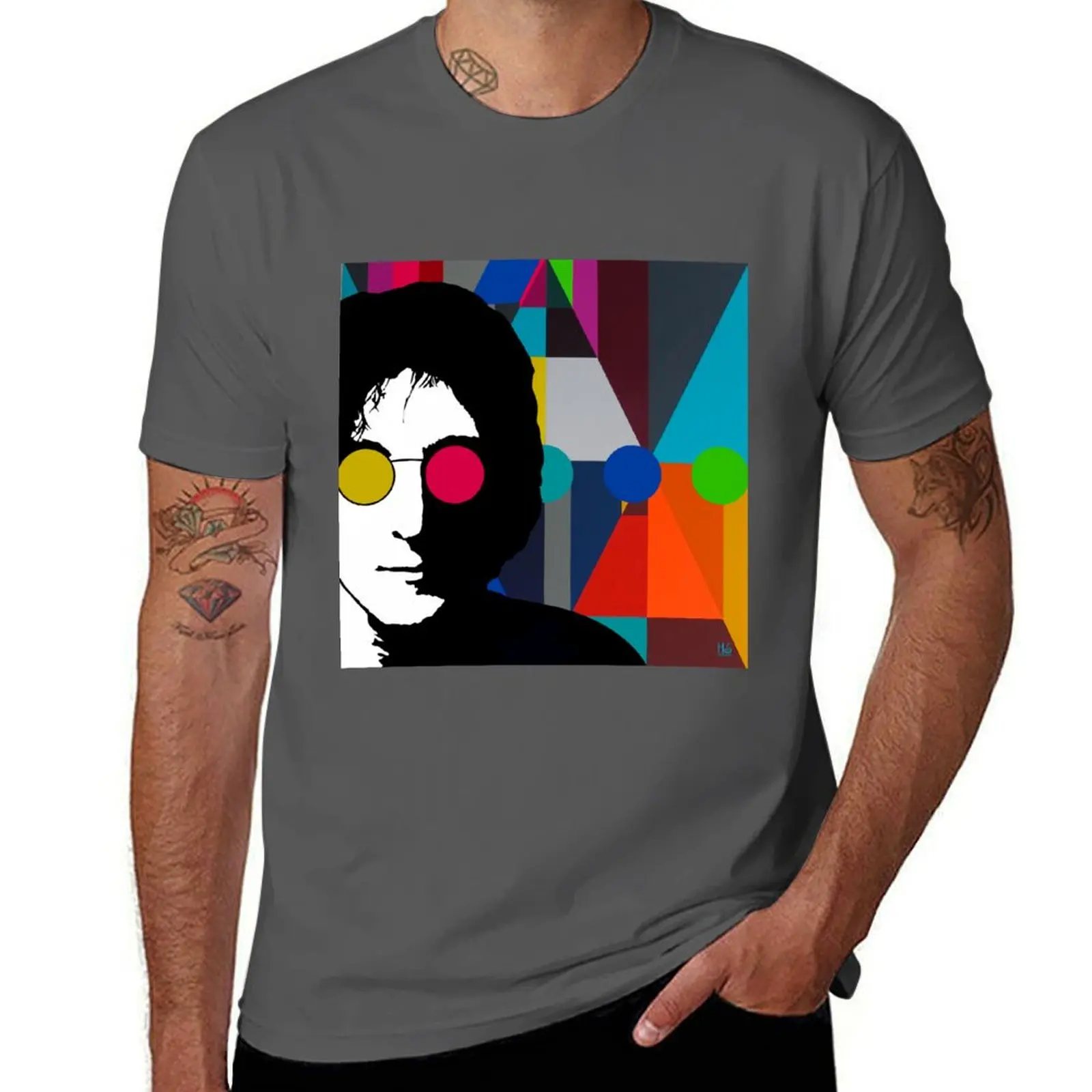 

John Lennon pop art T-Shirt sublime T-shirts man blue lock Blouse funny t shirts men