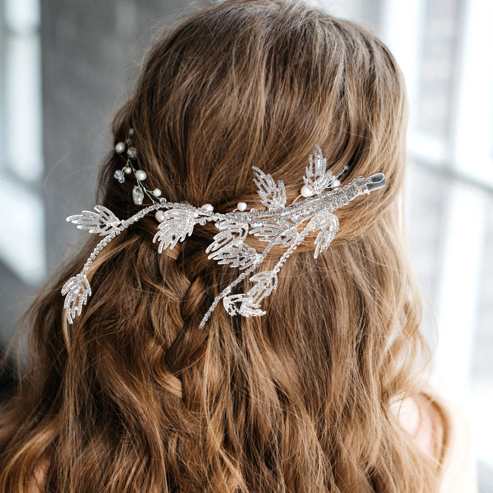 

Bride Hair Accessory Side Clips Wedding Accessories Headpiece for Women Rhinestone Ornaments