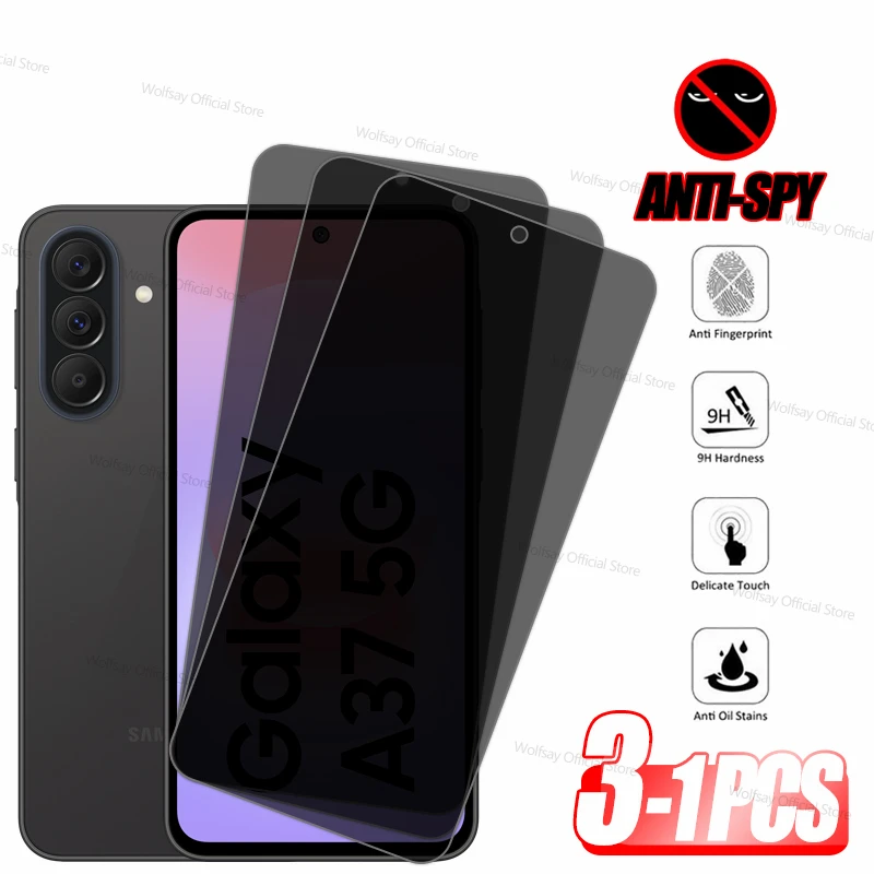 1/2/3PCS Privacy Screen Protector For Samsung Galaxy A37 5G Glass Samsung Galaxy A37 Tempered Glass Anti-Spy Film Galaxy A37 5G