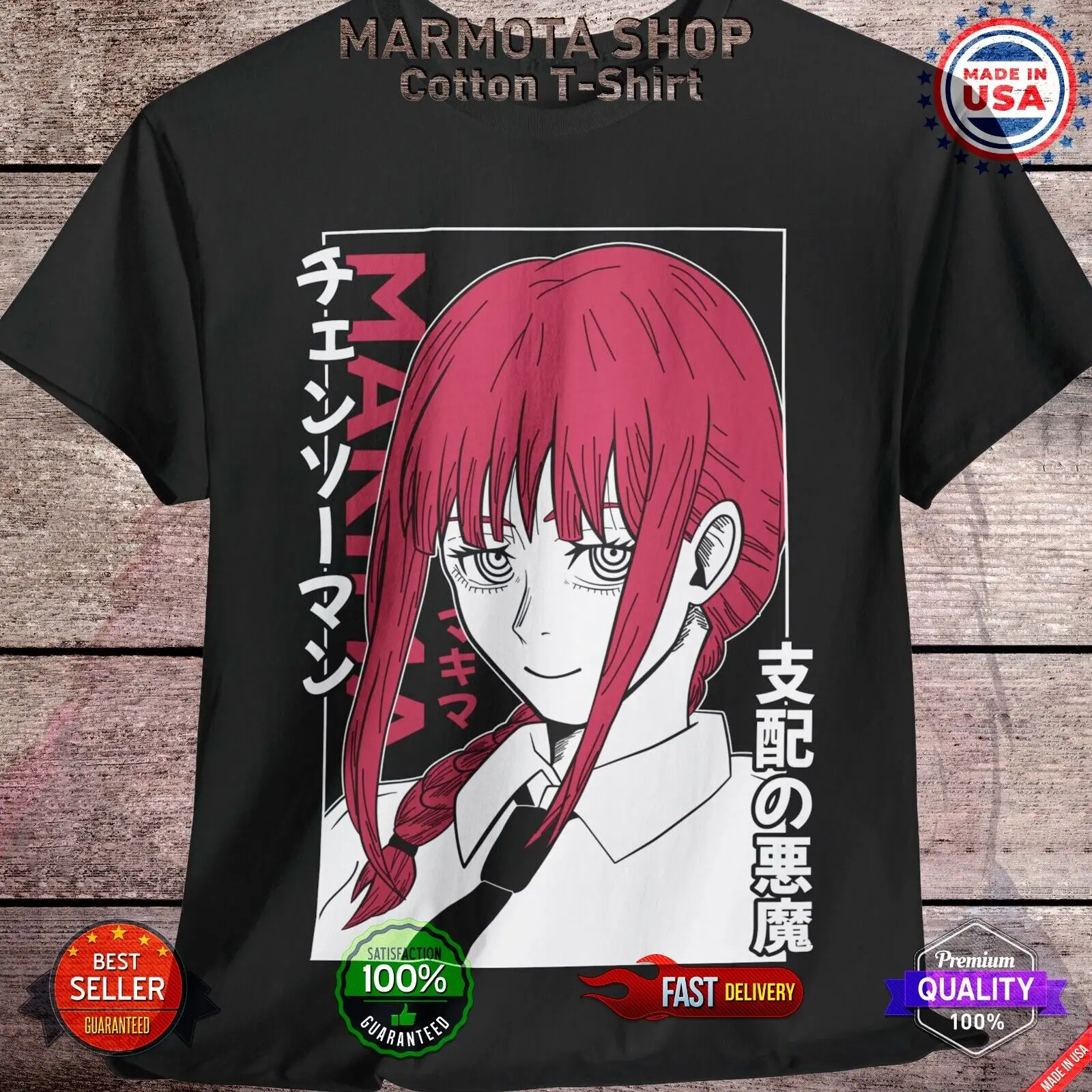 Makima Chainsaw Man Shirt Anime Tee T-Shirt Pochita Horror Manga Otaku Denji CSM