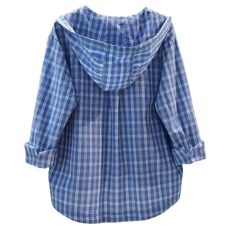Printemps été 2025 femmes décontracté ample bureau Blouse grande taille 4XL haut à capuche femme vêtements de travail chemise décontractée dame Style KE8053