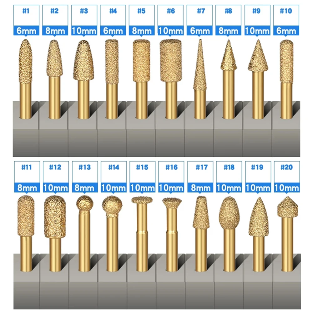 1PC 6mm Round Shank Vacuum Brazed Diamond Grinding Head Burrs Engraving Drill Bits For Cast Iron Iron Plate Stainless Steel