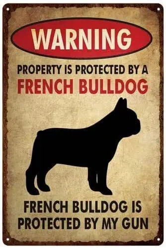 Warning French Bulldog Vintage Aluminum Metal Sign Retro 8x12