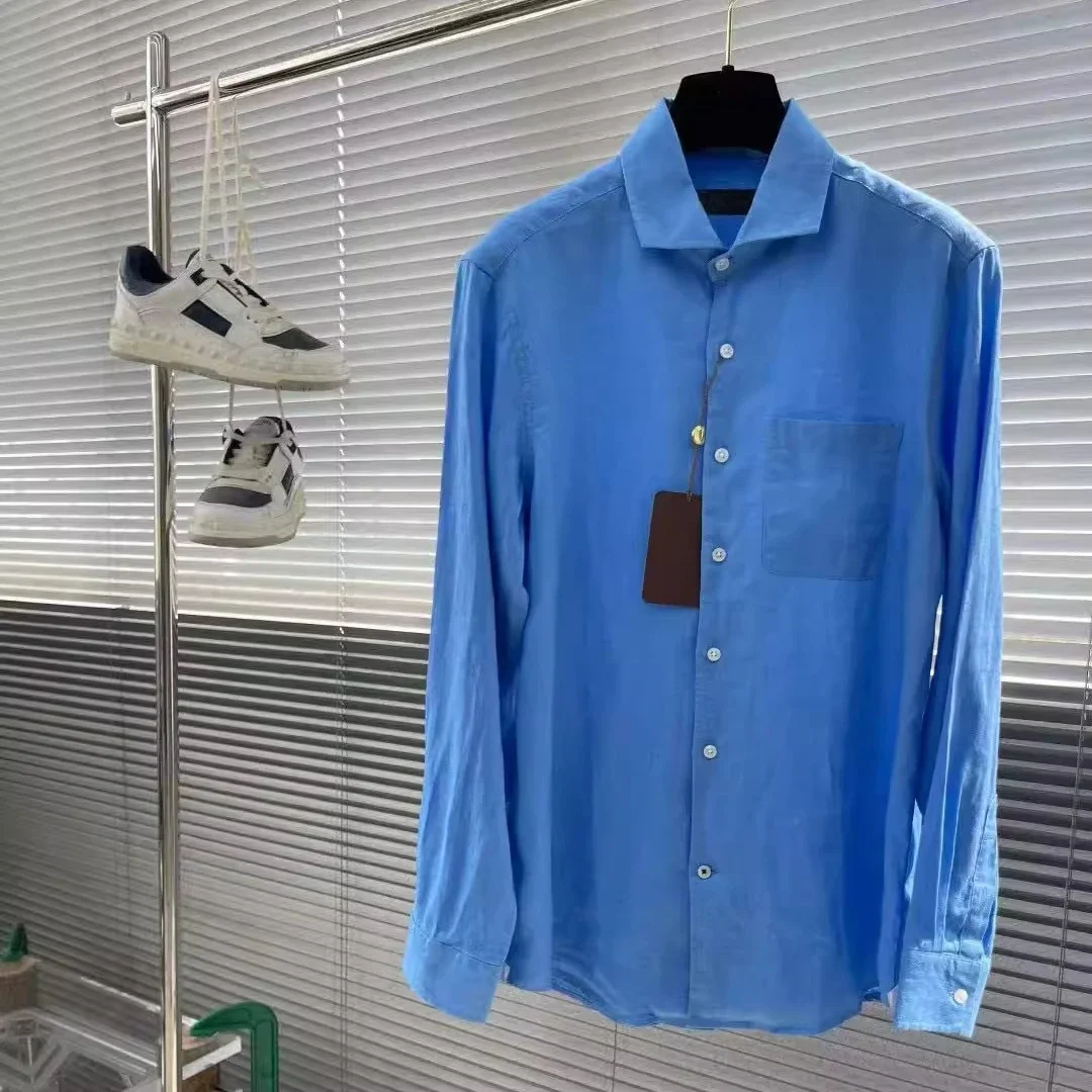 

LP Italian Linen Casual Lapel Long Sleeve Shirt Men's Shirt