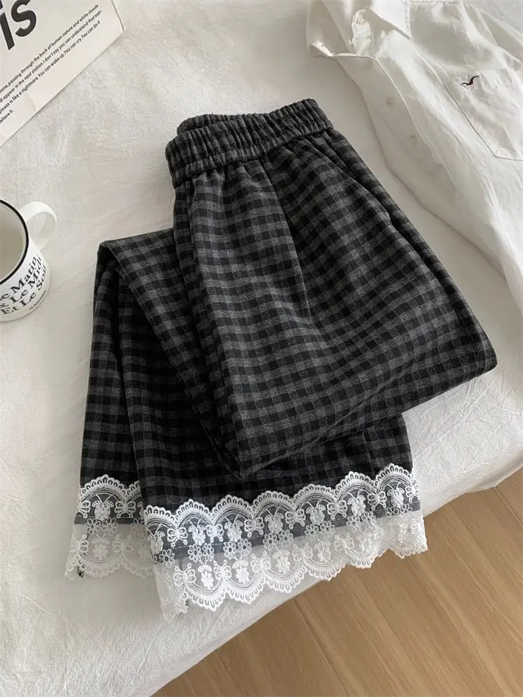 

Брюки женские Invierno Mujer летние из хлопка и льна Altgoth в стиле фанк с граффити и лентами с решетчатой сеткой, многослойная уличная одежда для поездок на работу