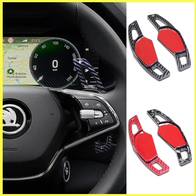 

For Skoda Octavia A8 MK4 ENYAQ RS IV VRS Kodiaq Karoq 2020-2022 Car Steering Wheel Shift Paddle Extend Shifters Sticker DSG Gear