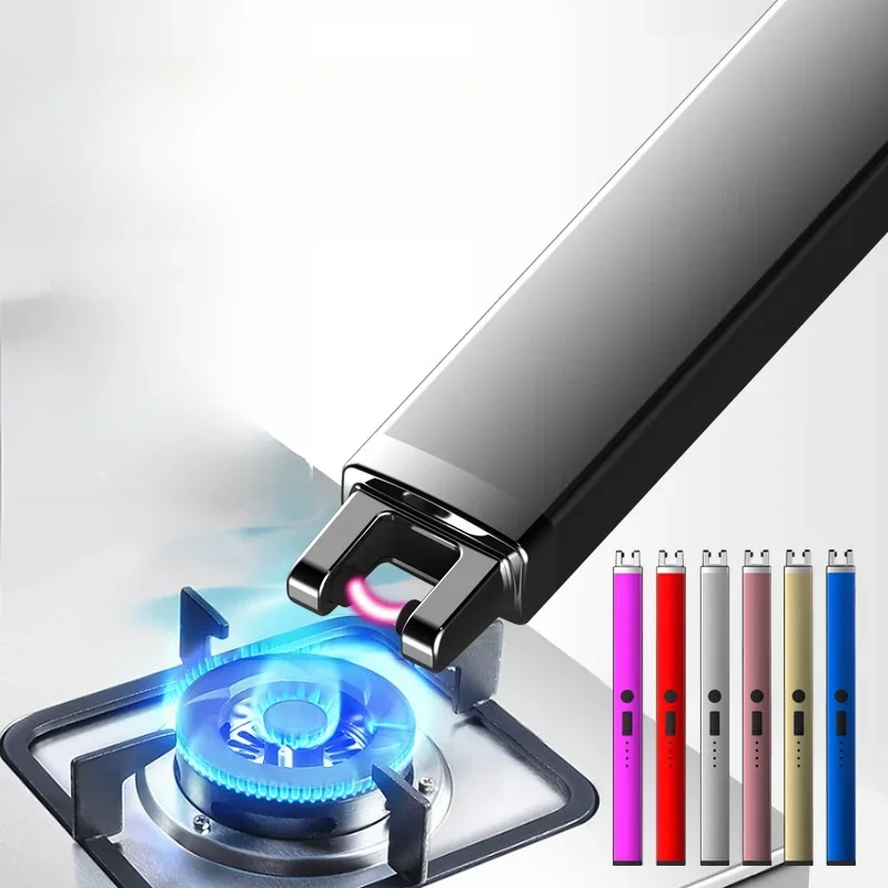 Metal Plasma USB Charging Pulse Electric Arc Igniter Windproof Portable Barbecue Candle Aromatherapy Kitchen Flameless Lighter