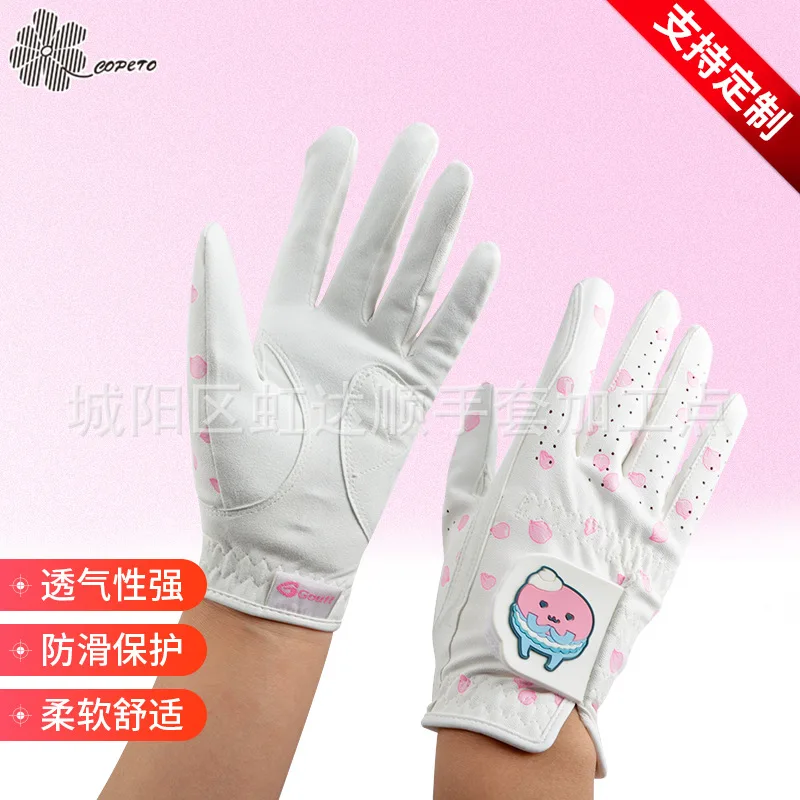 Golf Gloves Qingdao Manufacturer Women's Golf Gloves Floral Print Fresh Breathable Sports Gloves