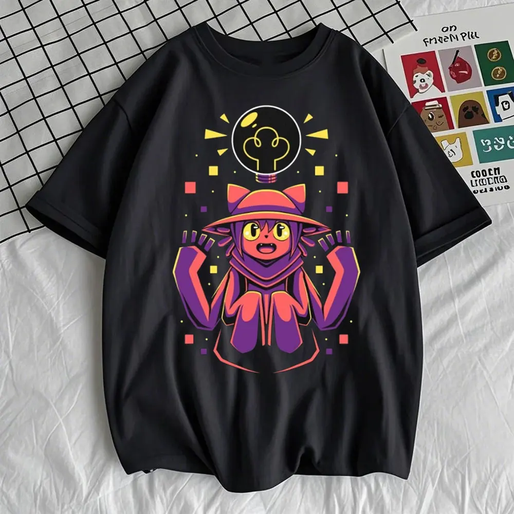 Cat Eyes T-shirt Oneshot Niko Cute Cat Video Game T-shirt Men Kawaii Cartoons Tees Men Clothing Hipster Short Sleeve