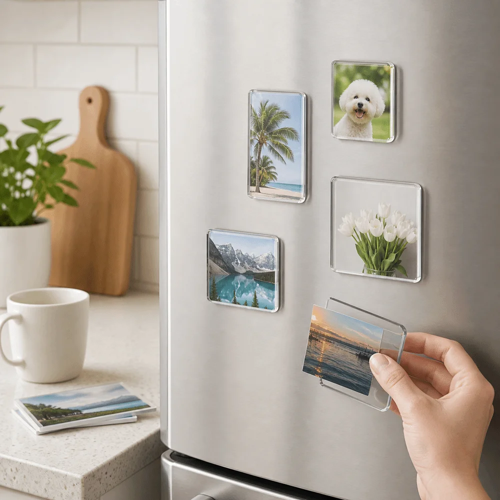 New 3×5cm Refrigerator Magnets Magnetic Transparent Photo Magnets Kit DIY Craft Surface Mount Photo Stand Home Decoration