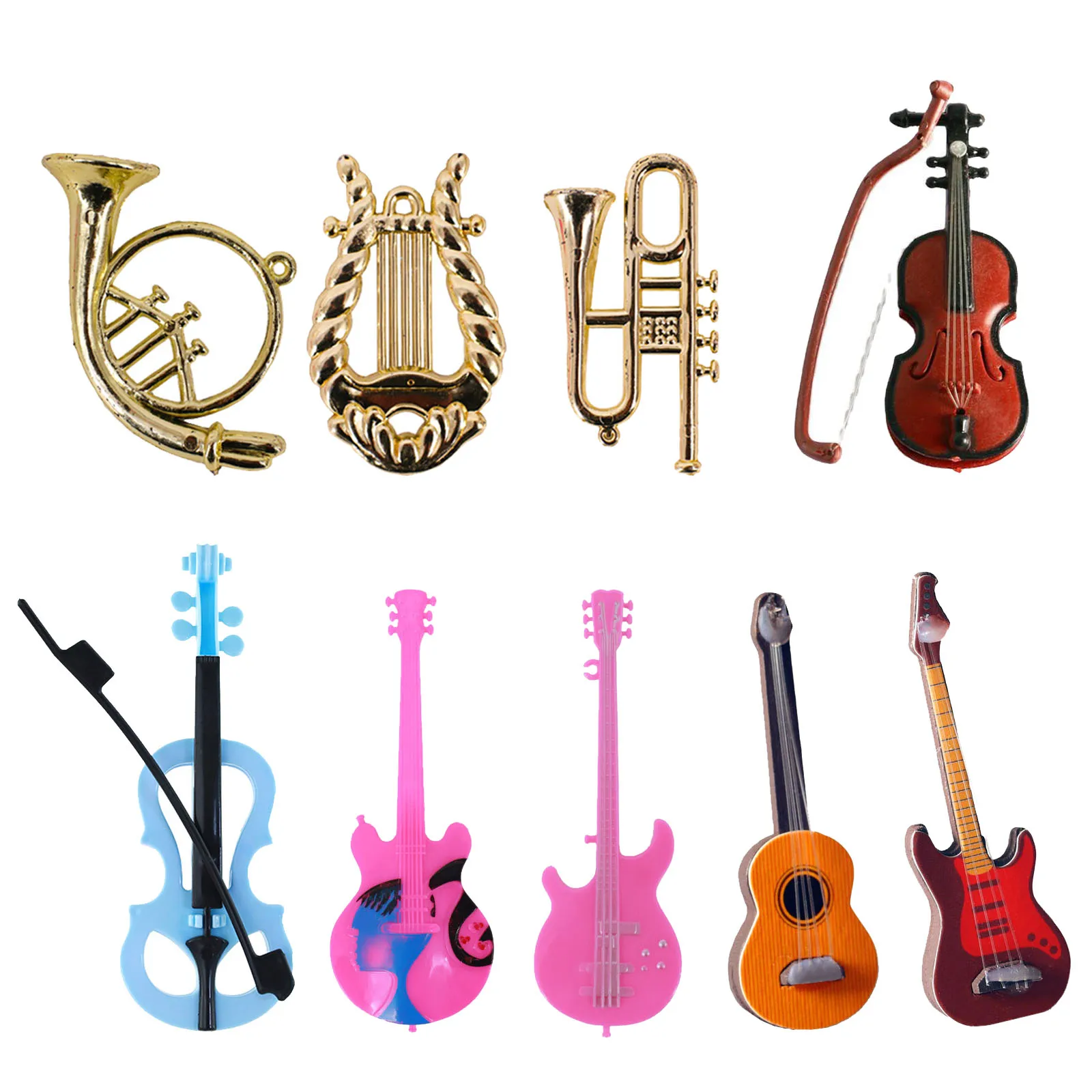 Dollhouse Accessories Guitar Violin Trumpet Saxophone Drum Doll Musical Instrument for Dolls Music House Bar Doll Accessories