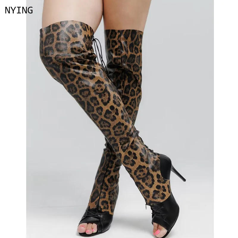 2026 جلد الثعبان عالية النساء الكعوب اللمحة تو الأحذية الخناجر رقص الجاز فوق الركبة أحذية للرقص اللاتيني حجم كبير 44 #1