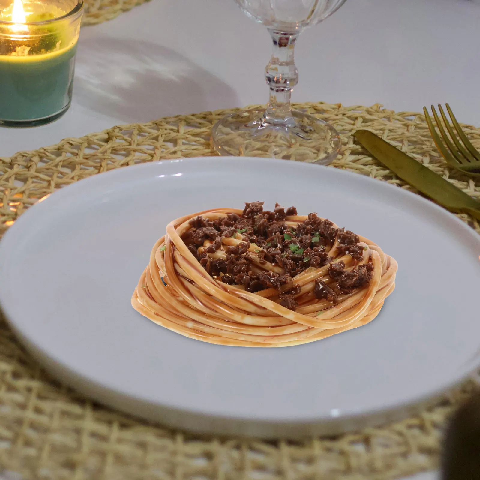 Premium Fake Spaghetti with Meat Sauce Lifelike Simulation Pasta Prop for Food Photography Shop Window Display School