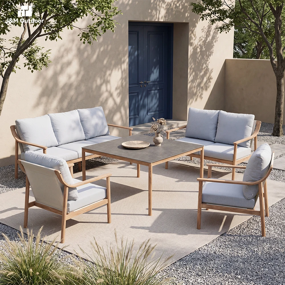 

J&M Outdoor 7 Seater Luxury Patio Furniture Set Modern Aluminum Sofa Eco-Friendly For Villa Garden Living Room Park & Hotel