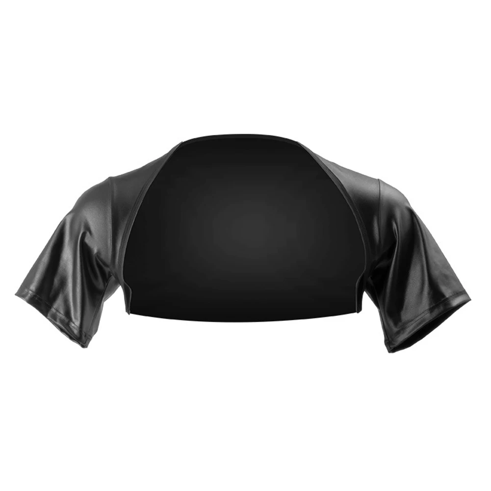 قطع علوية من الجلد المقلد بأكمام قصيرة 90 بوليستر 10 ألياف لدنة مقاسات قابلة للتعديل ملابس رياضية مريحة للرجال