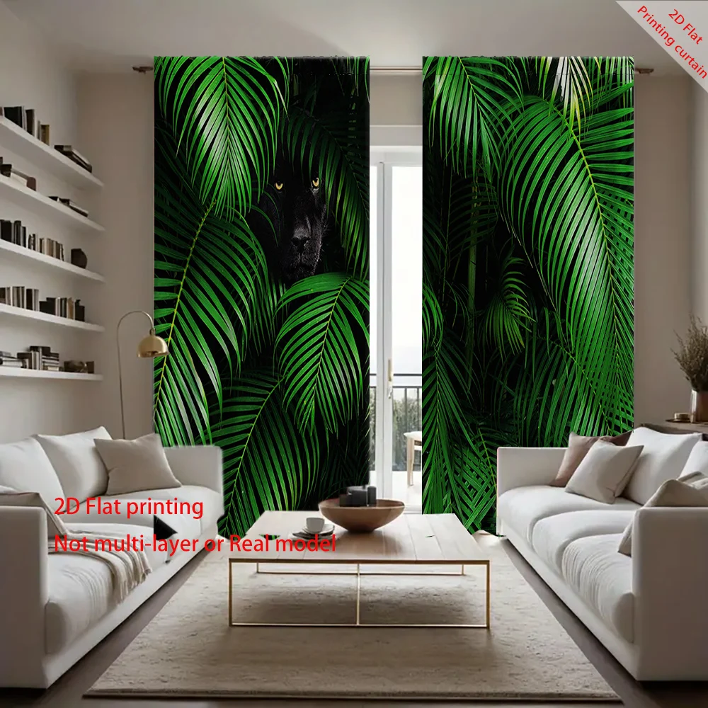 Tropical rainforest leopard curtains, home decoration blackout curtains, used for dormitories, offices, bedrooms, living rooms