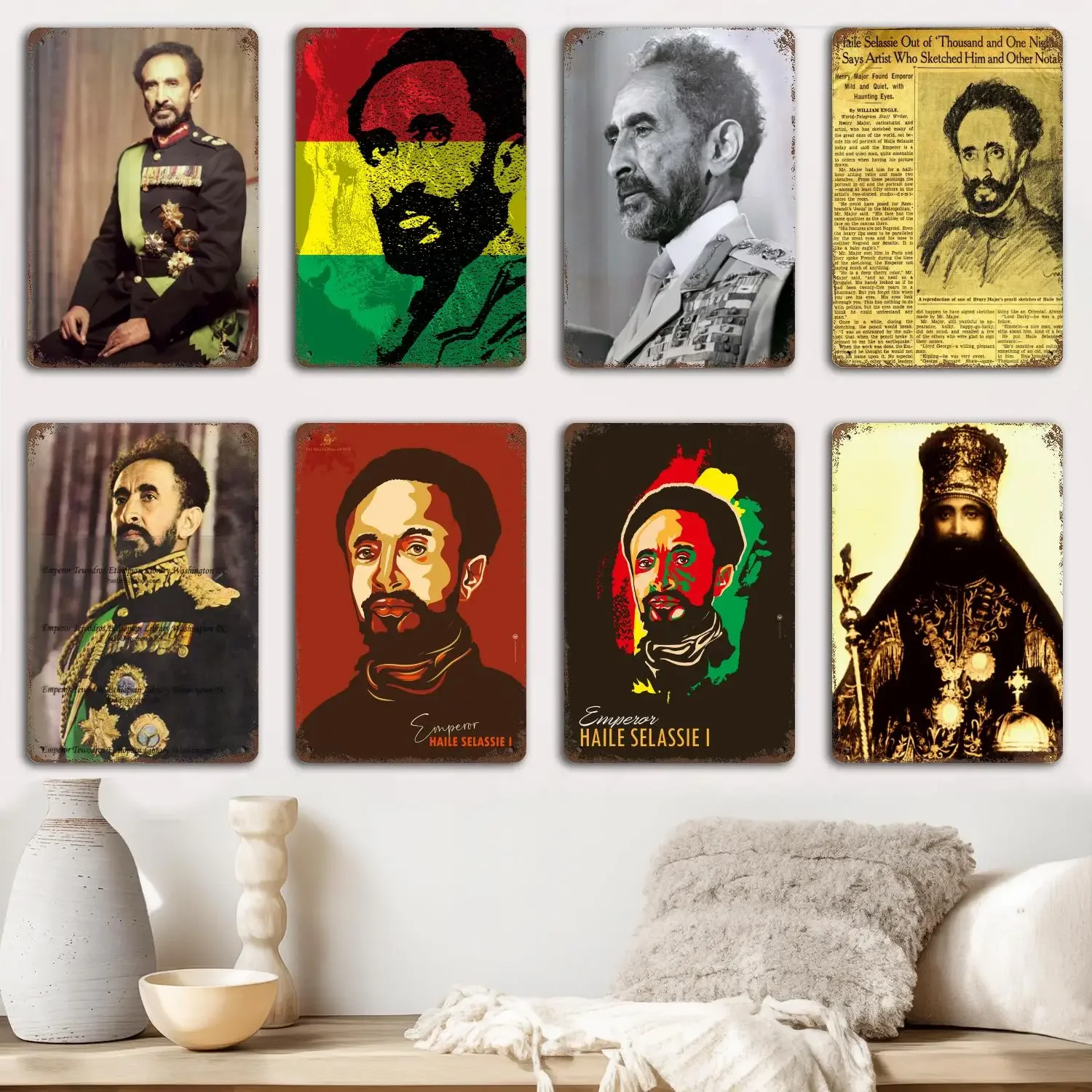 haile selassie Metal Signs wall decor Vintage Tin Signs Captain Metal Poster Decor for Bar Pub Club Wall Decoration