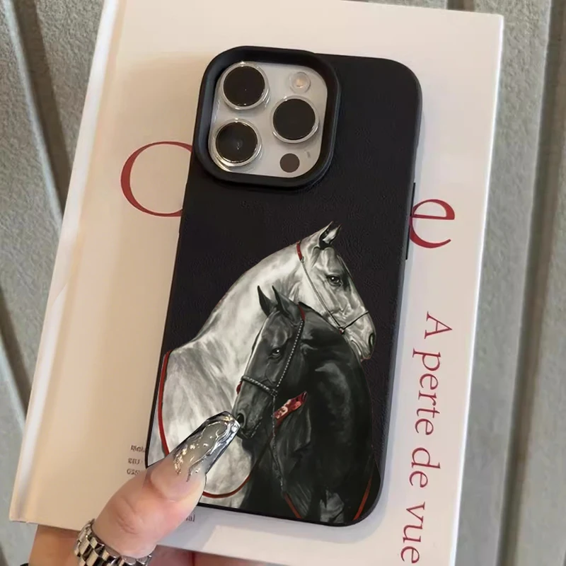 Creative Couple Horse Silicone Pattern Phone Case For iPhone 11 12 13 14 15 16 17 Pro Max 17Air 16 Plus X XS XR 16e Soft Cover