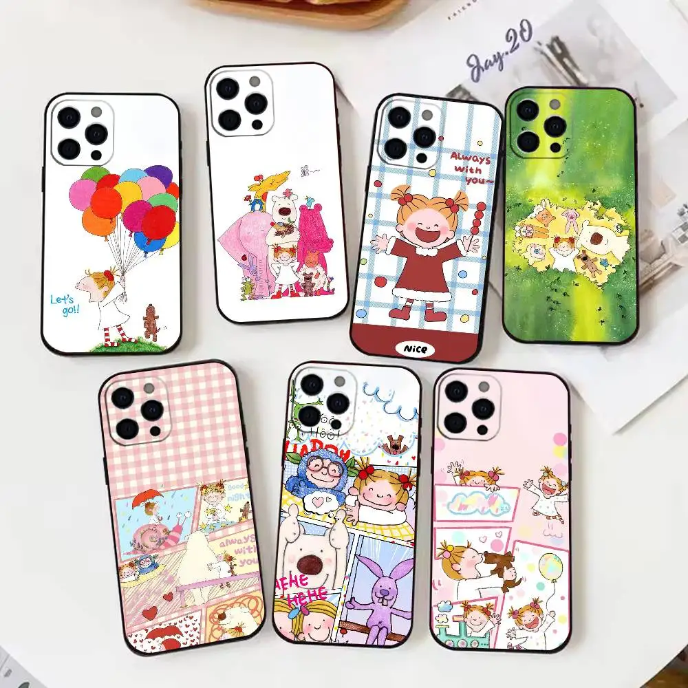 

Lucky Girl Whimsical World Phone Case For iPhone 17,16,15,14,13,12,11 Plus,Pro Max,XS,Soft Silicone Black Cover