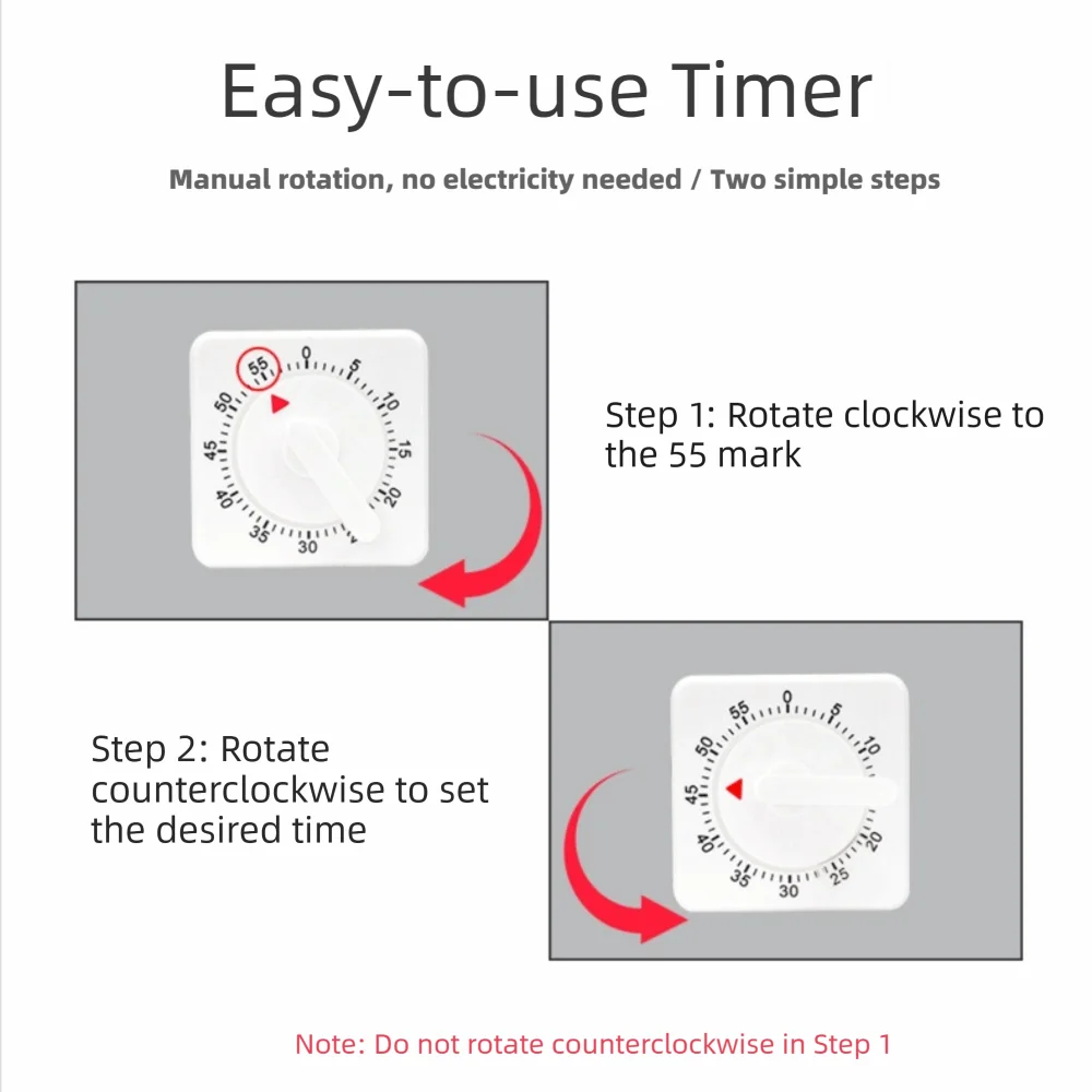 Creative Plastic Mechanical Kitchen Timer Loud Alarm 60 Minutes Visual Countdown Timer Mechanical Timer Children's Timer Kitchen