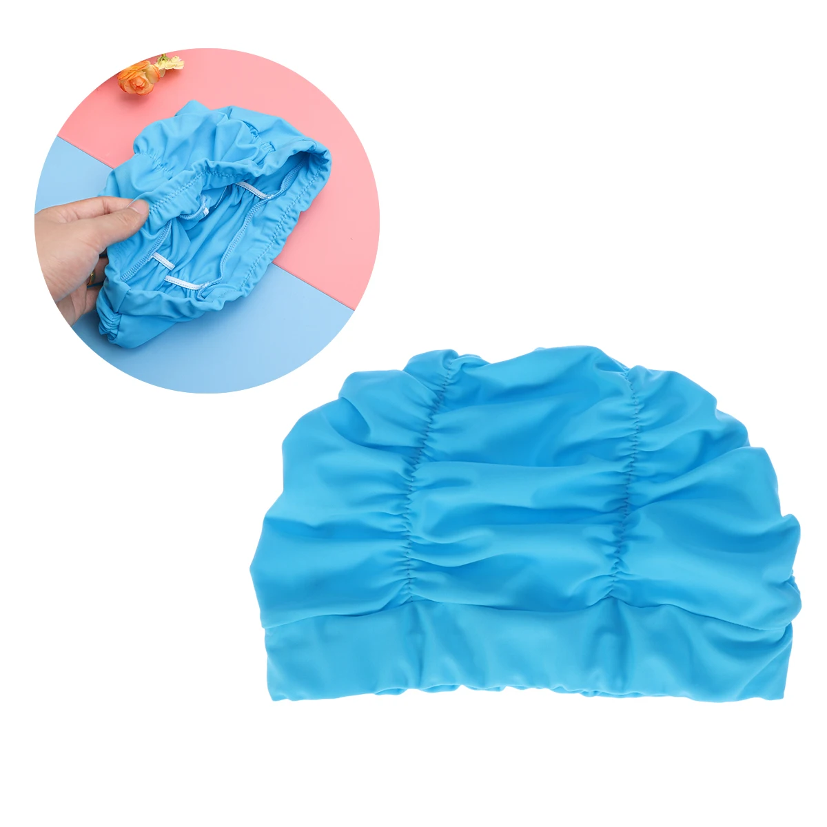 

Pleated Swimming Cap Headband Caps for Women Ear Plugs Adults Hair Accessories Girls Wrinkle Women's
