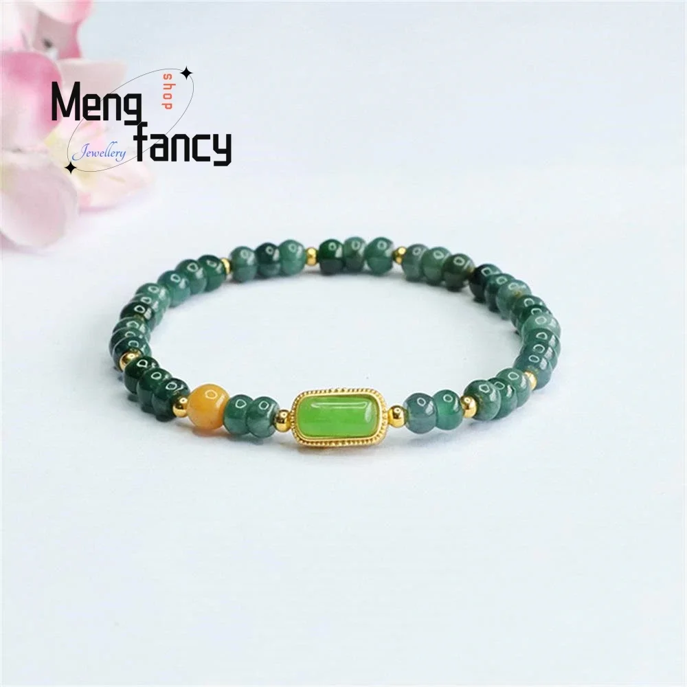 

Natural Jadeite Strand Blue Water Abacus Bead Exquisite Elegant Simple High-grade Bracelet Luxury Quality Jewelry Holiday Gifts