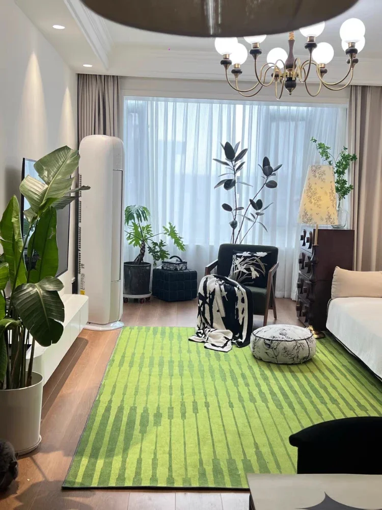 Green Retro Minimalist Living Room Large Carpet Comfortable Easy Care  Bedroom Carpets Non-slip Washable Home Decorative Rugs 깔개