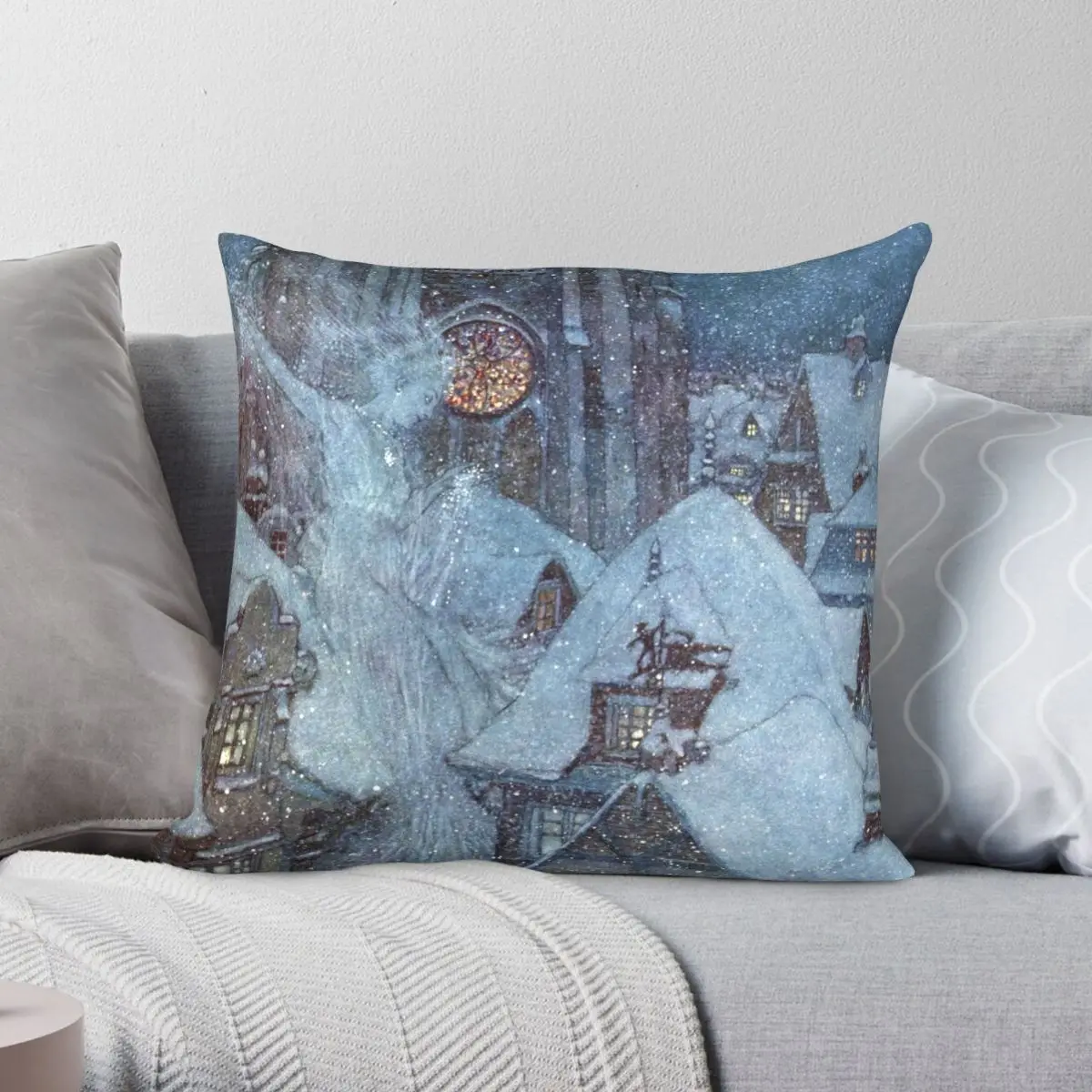 The Snow Queen By Edmund Dulac Pillowcase Polyester Linen Velvet Creative Zip Decor Room Cushion Cover 45x45