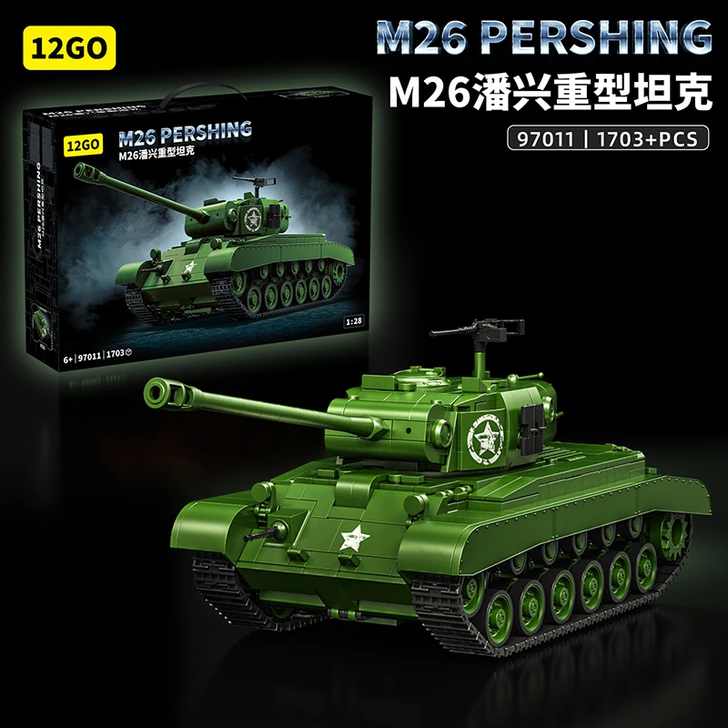 NEW Classic Military Tank Building Blocks M26 Pershing Armored Car Tank Model Bricks Toys Sets Ornaments Creative Toys For Gifts
