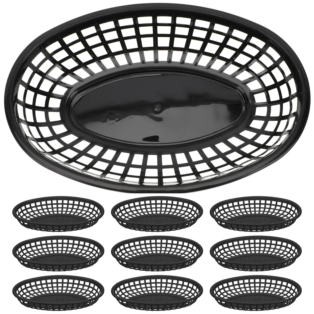 

10pcs Snack Basket Tray Plastic Food Baskets Large Sundries Container Kitchen Office Use Reusable Washable Storage