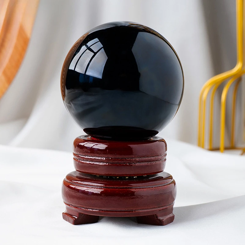 Obsidian Crystal Ball Natural Gemstone Sphere Healing Energy Stone Figurine Home Decoration Feng Shui Divination Craft Gift