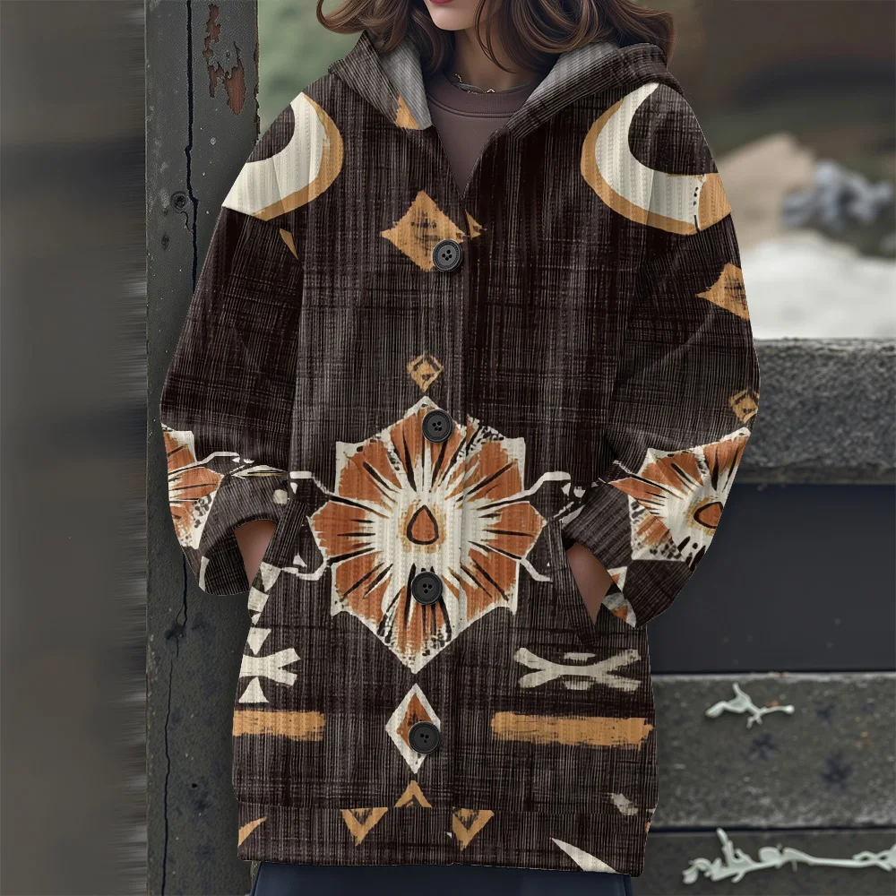 ボヘミアン風コラージュ柄花柄カジュアルレディースセーター2025新作レディースロングセーターボヘミアン風コラージュ柄花柄セーター