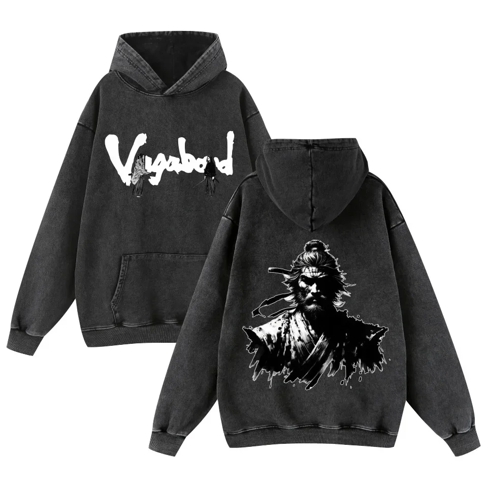 Vagabond Miyamoto Musashi Wash Made Old Pure Cotton Hoodie Men's and Women's Casual Sports Hoodie