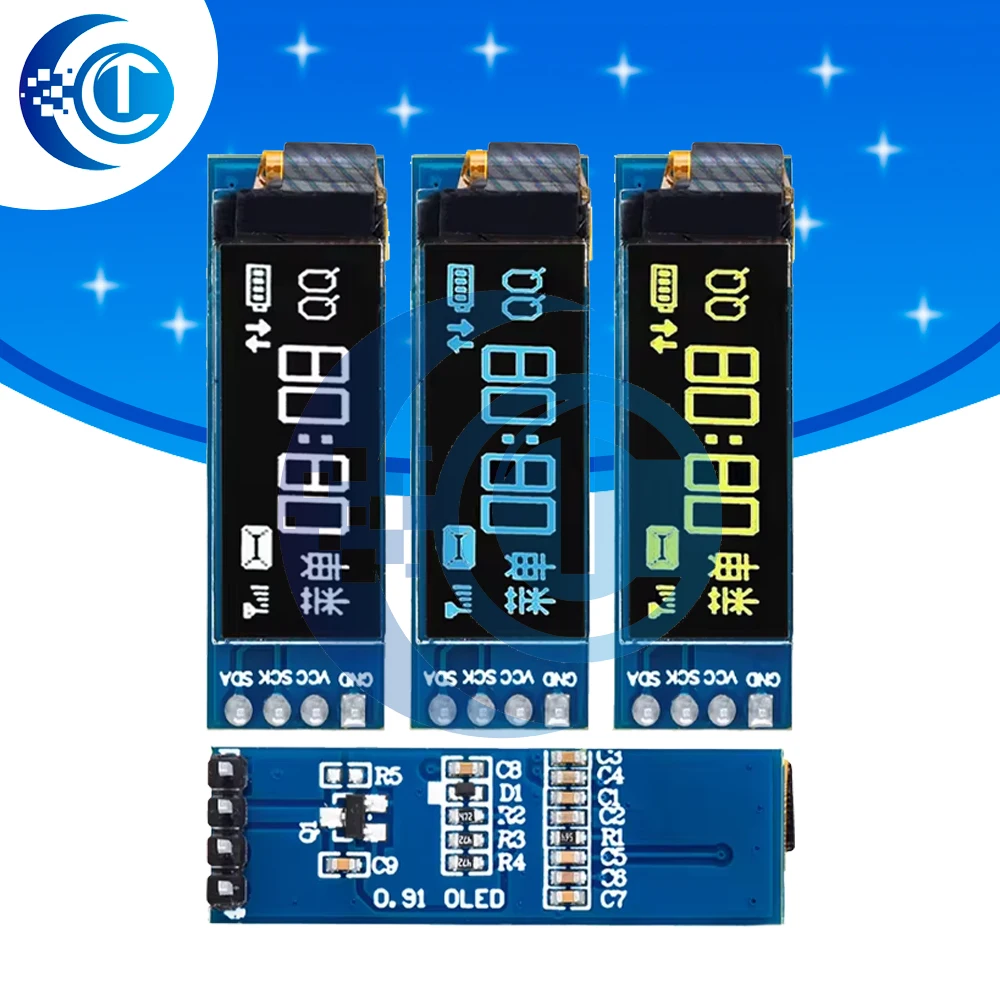 

1PCS 0.91 inch OLED module 0.91" white blue OLED 128X32 OLED LCD LED Display module 0.91" IIC Communicate