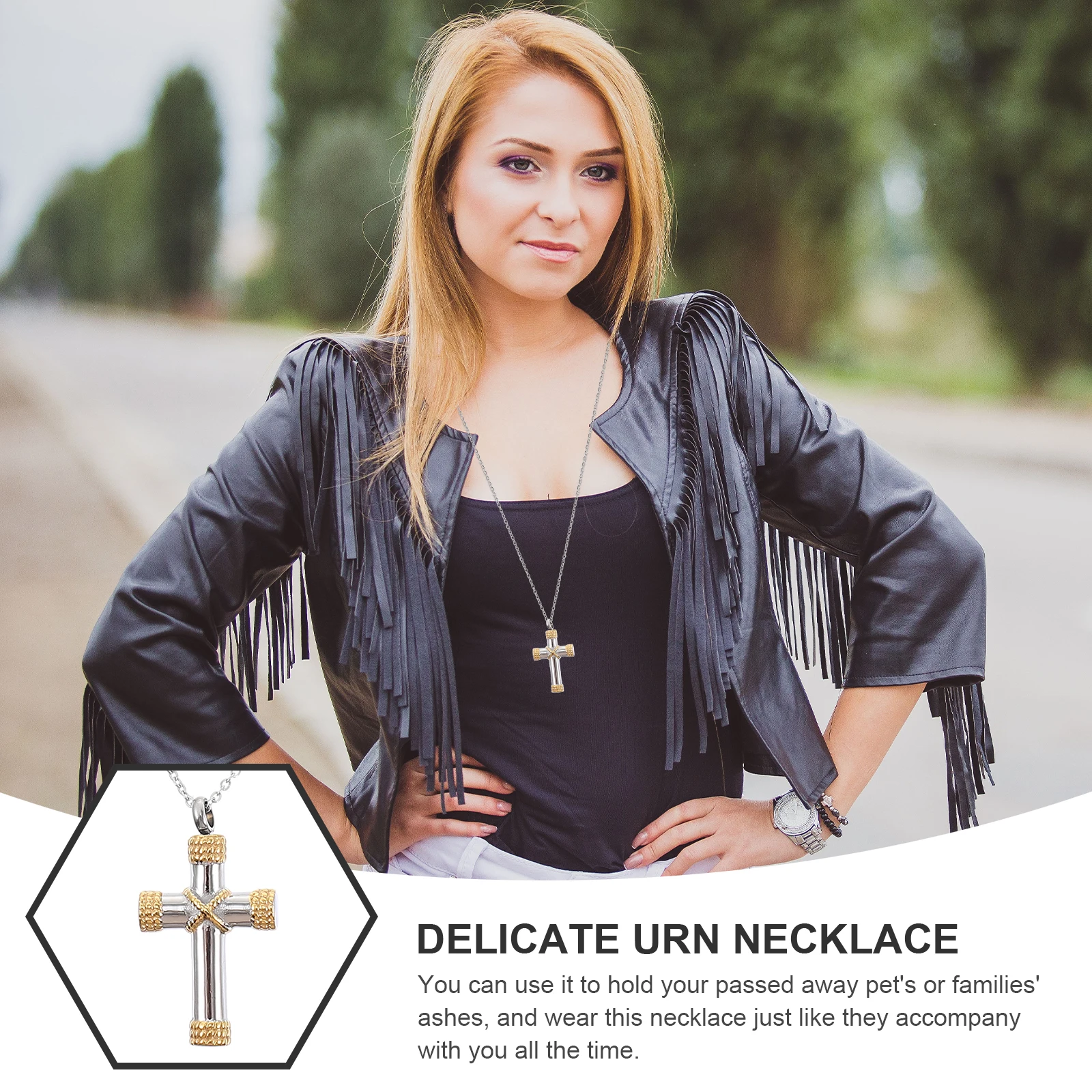 

Bone Cross Titanium Steel Cremation Jewelry For Ashes Keepsake Lightweight Non-Deformable Corrosion Resistant Multi-Use Urn