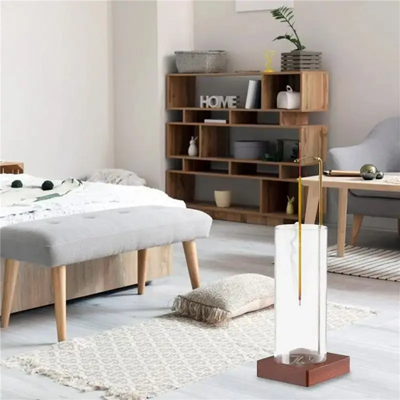 LLCS-4PCS Incense Holder Yoga Timer Aromatherapy Stand Incense Anti-Ash Flying Incense Burner For Sticks With Removable Glass