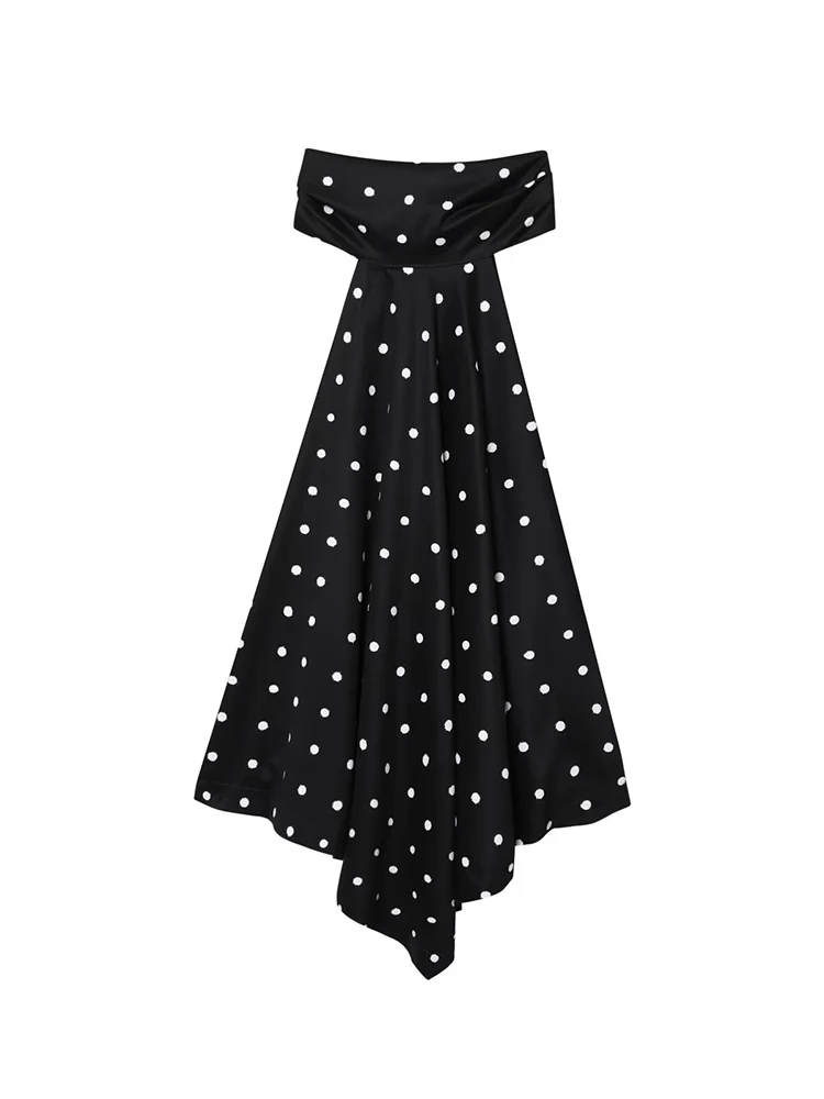 TFMLN Halter Top For Women Summer Off Shoulder Loose Sleeveless Polka Dot Shirt Sweet Casual Tops Chic Irregular Open Back Top image 4