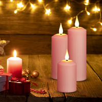 3Pcs LED Candles Timer USB Rechargeable Flickering Flameless Romantic Pillar Candle with USB Cable Flickering LED Pillar Candles