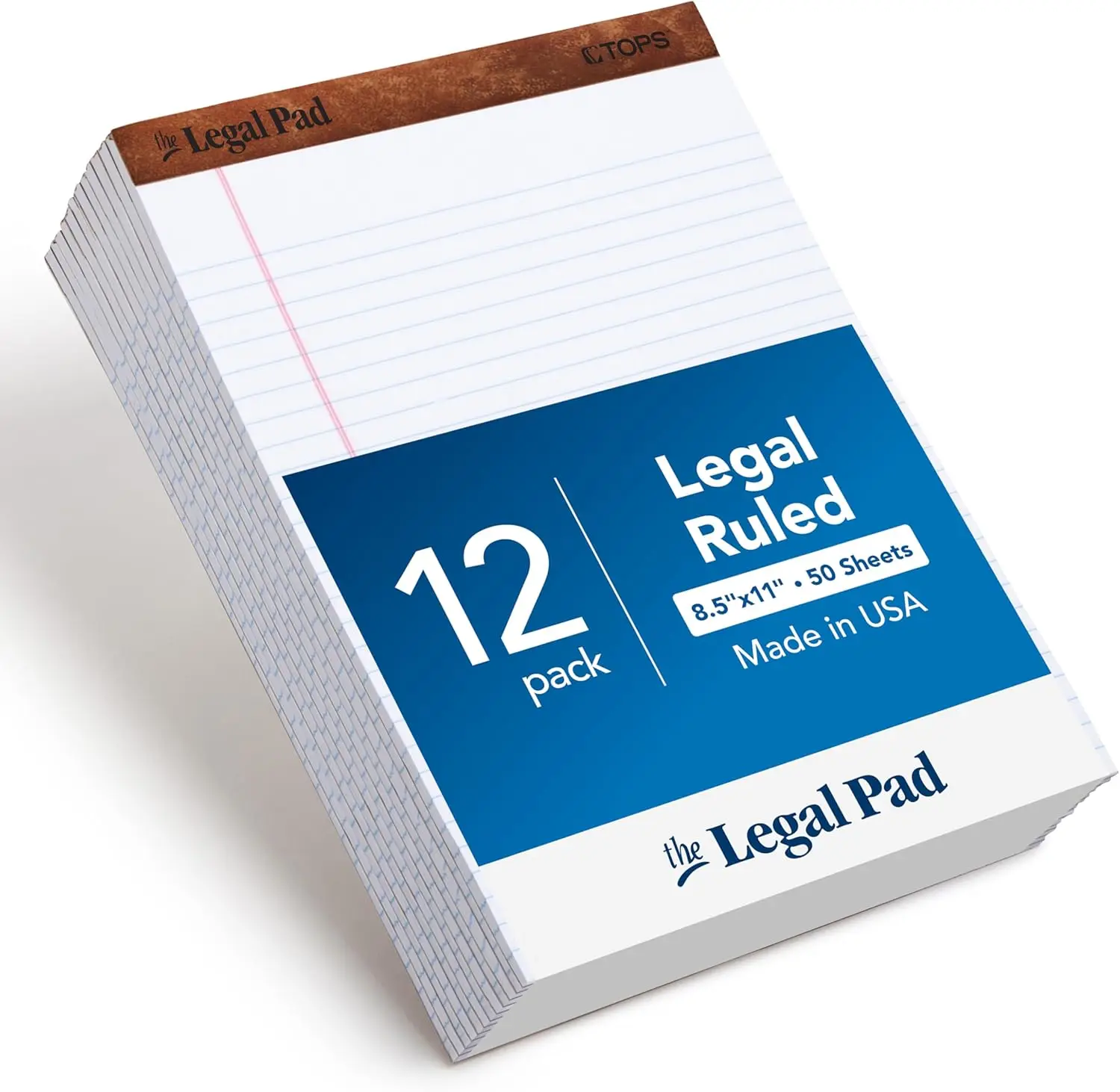 

Legal Pads 8.5x11.75, 12 Pack, Wide Ruled, 50 Sheets Each, Made in USA
